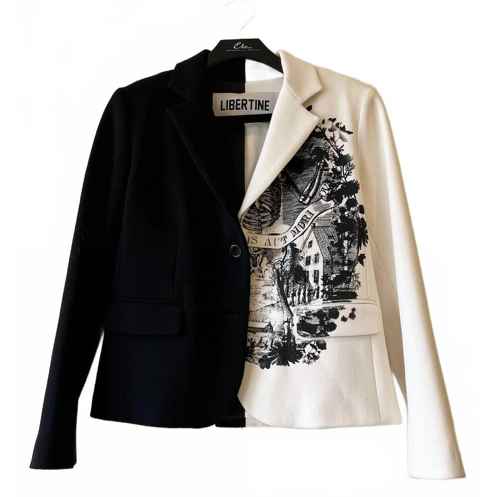 NEW LIBERTINE women's flower garland jacket in black, white